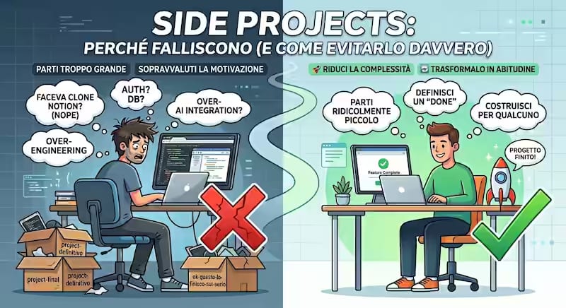 Side projects: perché falliscono (e come evitarlo davvero)